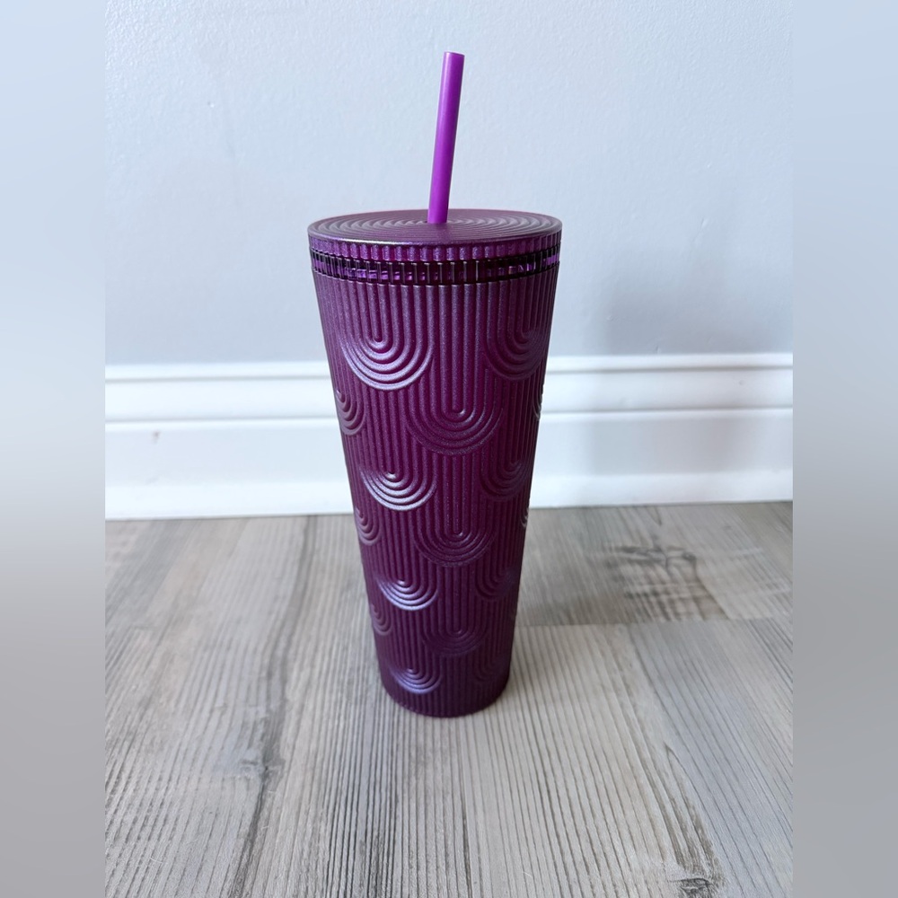 Starbucks Purple Ribbed Reusable Tumbler with Straw